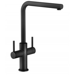 Aquerelli L spout tap, dual lever, Matt Black